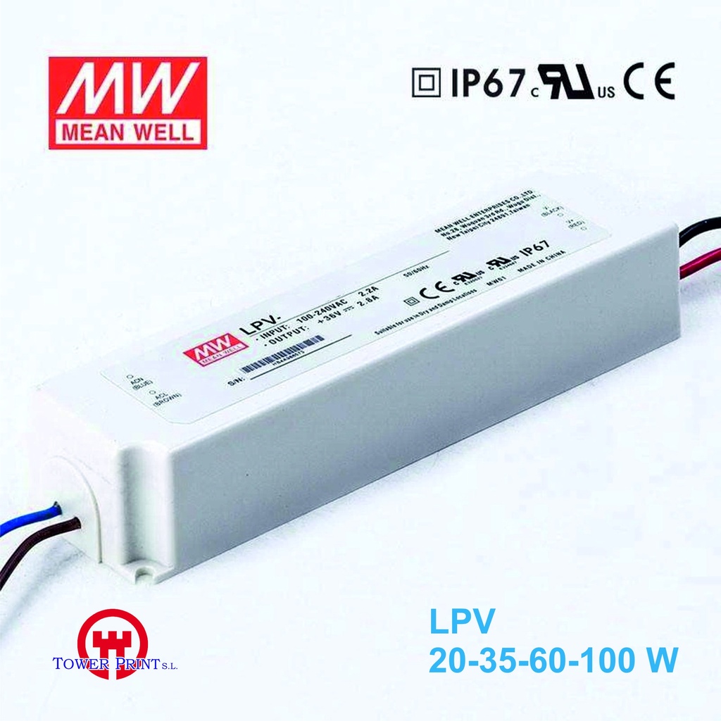 ALIMENTADOR MEAN WELL LPV 12V. 100W IP67,UND.